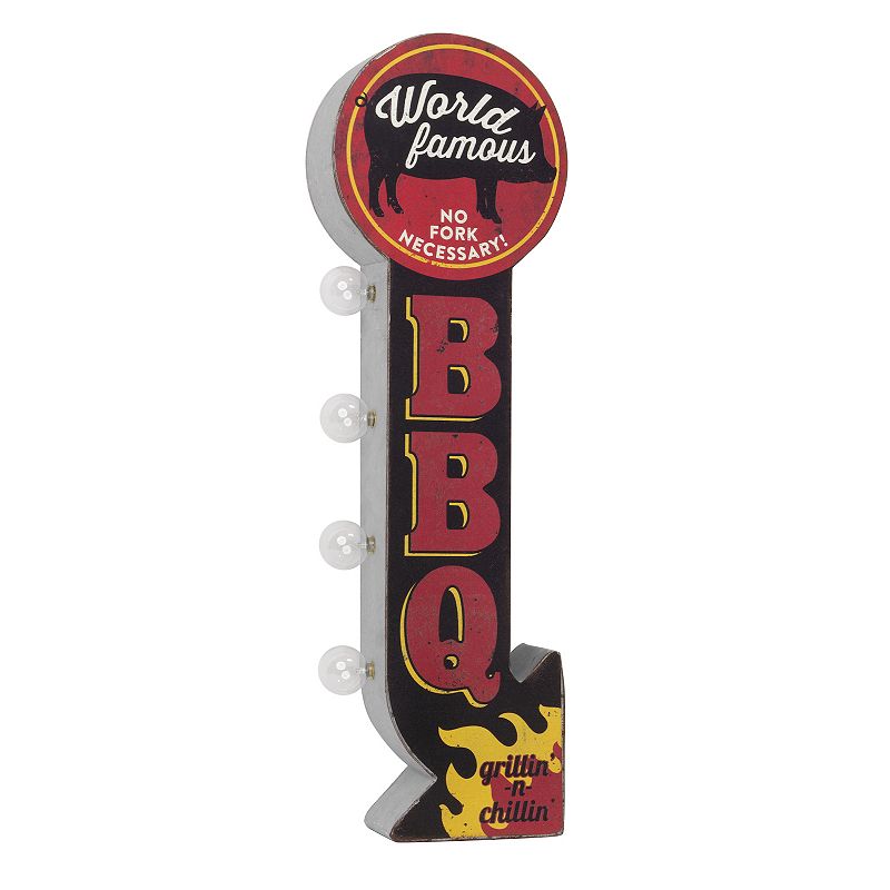 Vintage BBQ LED Off The Wall Sign, Red