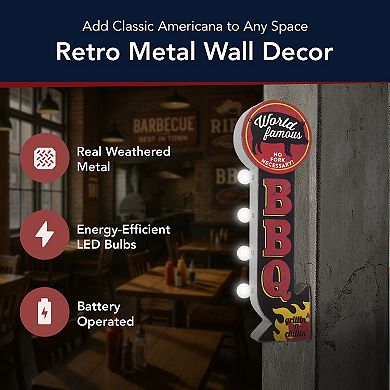 American Art Décor Vintage BBQ LED Off The Wall Sign