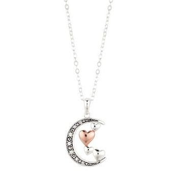 Brilliance Crystal Two-Tone Moon & Hearts Necklace