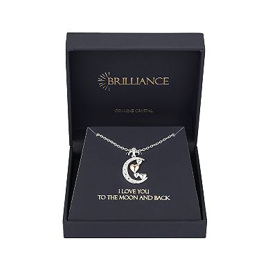 Brilliance Crystal Two-Tone Moon & Hearts Necklace