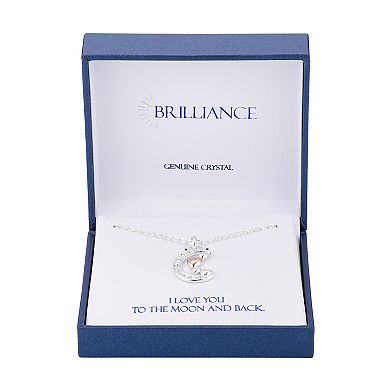 Brilliance Crystal Two-Tone Moon & Hearts Necklace
