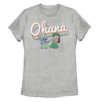 Disney's Lilo & Stitch Ohana Rainbow Outline Juniors' Graphic Tee