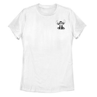 Juniors' Lilo & Stitch Vintage Lined Stitch Pocket Hit Tee