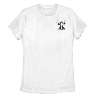 Juniors' Lilo & Stitch Vintage Lined Stitch Pocket Hit Tee