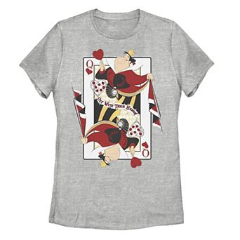 Disney's Alice In Wonderland Queen Of Hearts Juniors' Playing Card Tee