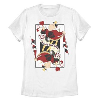 Disney's Alice In Wonderland Queen Of Hearts Juniors' Playing Card Tee