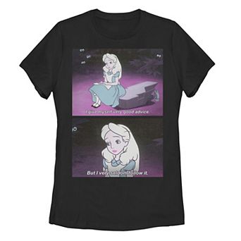 Juniors' Disney's Alice In Wonderland I Give Good Advice Panels Tee