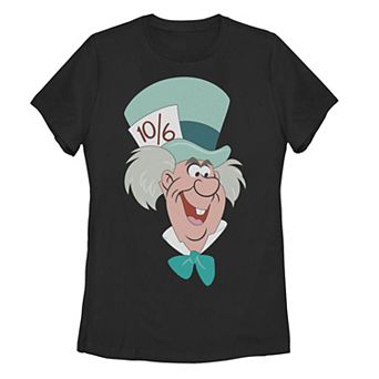 Juniors' Disney's Alice In Wonderland Mad Hatter Big Face Tee