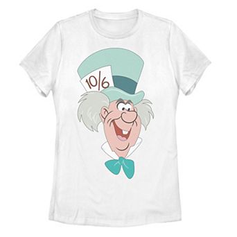 Juniors' Disney's Alice In Wonderland Mad Hatter Big Face Tee