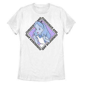 Juniors' Disney's Alice In Wonderland "Curiouser And Curiouser" Box Up Tee