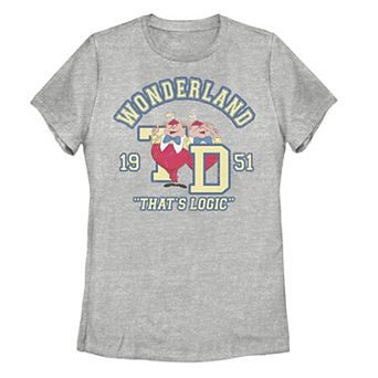 Juniors' Disney's Alice In Wonderland Tweedledee Tweedledum Collegiate Tee