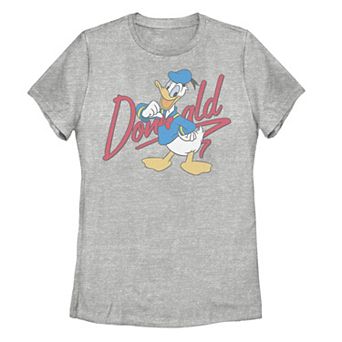 Disney's Donald Duck Juniors' Red Cursive Text Logo Portrait Tee