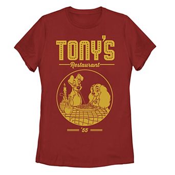 Disney's Lady And The Tramp Tony's Restaurant Poster Juniors' Tee