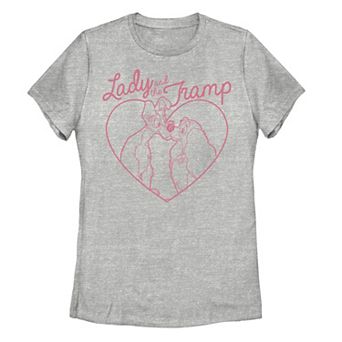 Disney's Lady And The Tramp Heart Outline Portrait Juniors' Tee