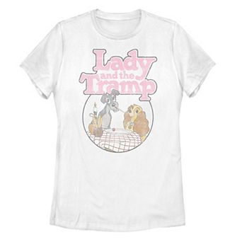 Disney's Lady And The Tramp Juniors' Table Scene Portrait Logo Tee