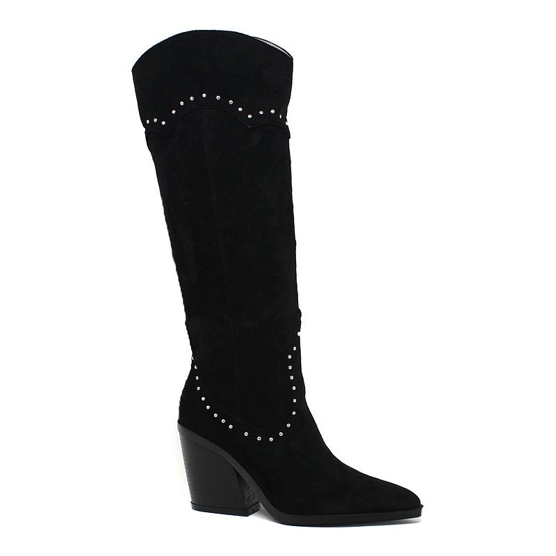 Yoki Vella 27 Womens Western Knee High Boots, Size: 6.5, Black