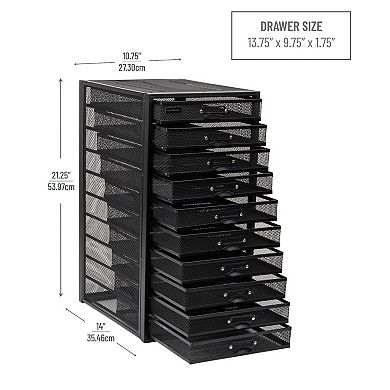 Mind Reader Mesh 10 Drawer Cabinet