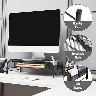 Mind Reader 2-pack Monitor Stand And Desk Organizer With Drawer