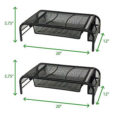 Mind Reader 2-pack Monitor Stand And Desk Organizer With Drawer
