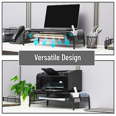 Mind Reader 2-pack Monitor Stand And Desk Organizer With Drawer