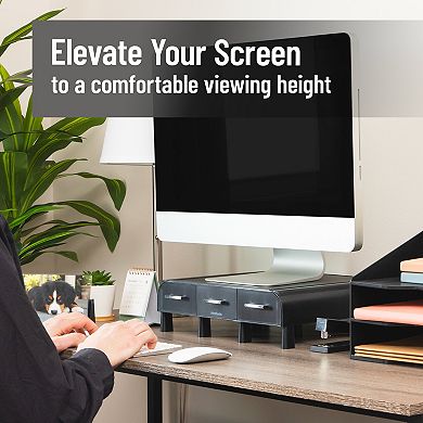 Mind Reader 2-pack Monitor Stand & Desk Organizers