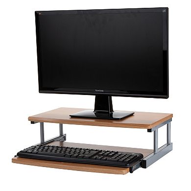 Mind Reader 2 Tier Monitor Stand Riser With Sliding Keyboard Drawer