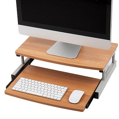 Mind Reader 2 Tier Monitor Stand Riser With Sliding Keyboard Drawer
