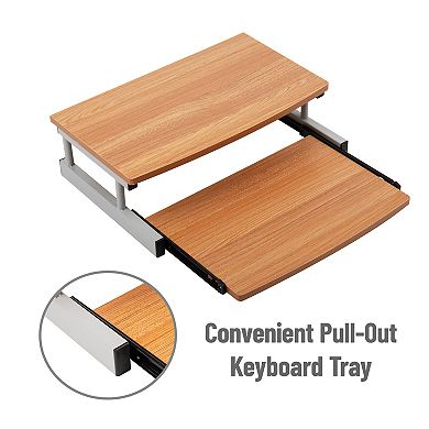 Mind Reader 2 Tier Monitor Stand Riser With Sliding Keyboard Drawer