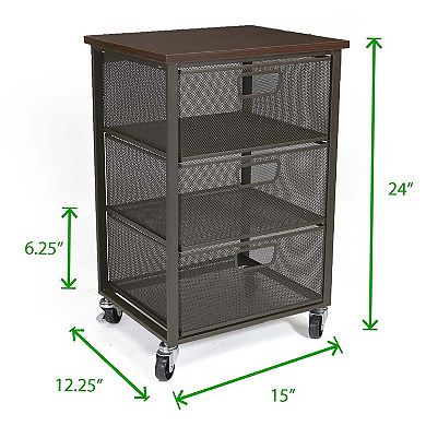 Mind Reader Metal Rolling File Cart With Drawer
