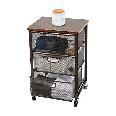Mind Reader Metal Rolling File Cart With Drawer
