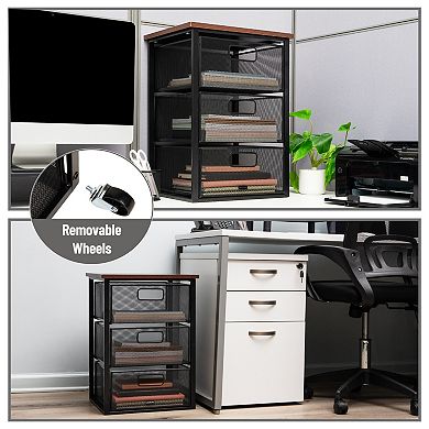 Mind Reader Metal Rolling File Cart With Drawer