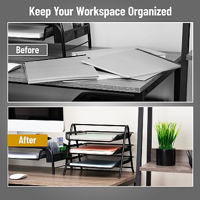 Mind Reader Desk Organizer With 3 Sliding Trays