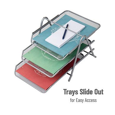 Mind Reader Desk Organizer With 3 Sliding Trays