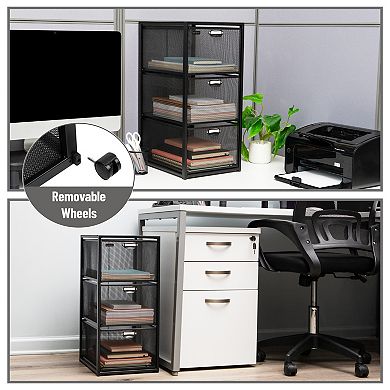 Mind Reader Rolling File Cabinet With Drawers