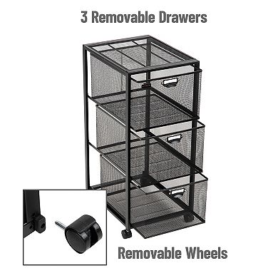 Mind Reader Rolling File Cabinet With Drawers