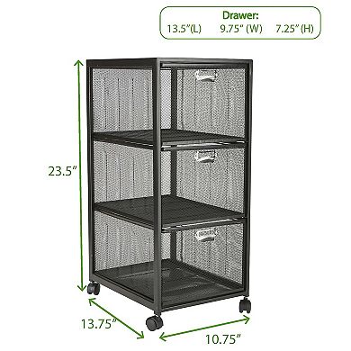 Mind Reader Rolling File Cabinet With Drawers
