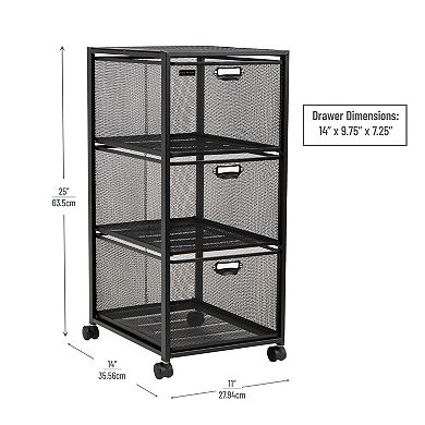 Mind Reader Rolling File Cabinet With Drawers