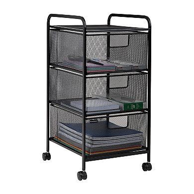 Mind Reader 3 Drawer Mesh Rolling Cart