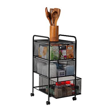 Mind Reader 3 Drawer Mesh Rolling Cart