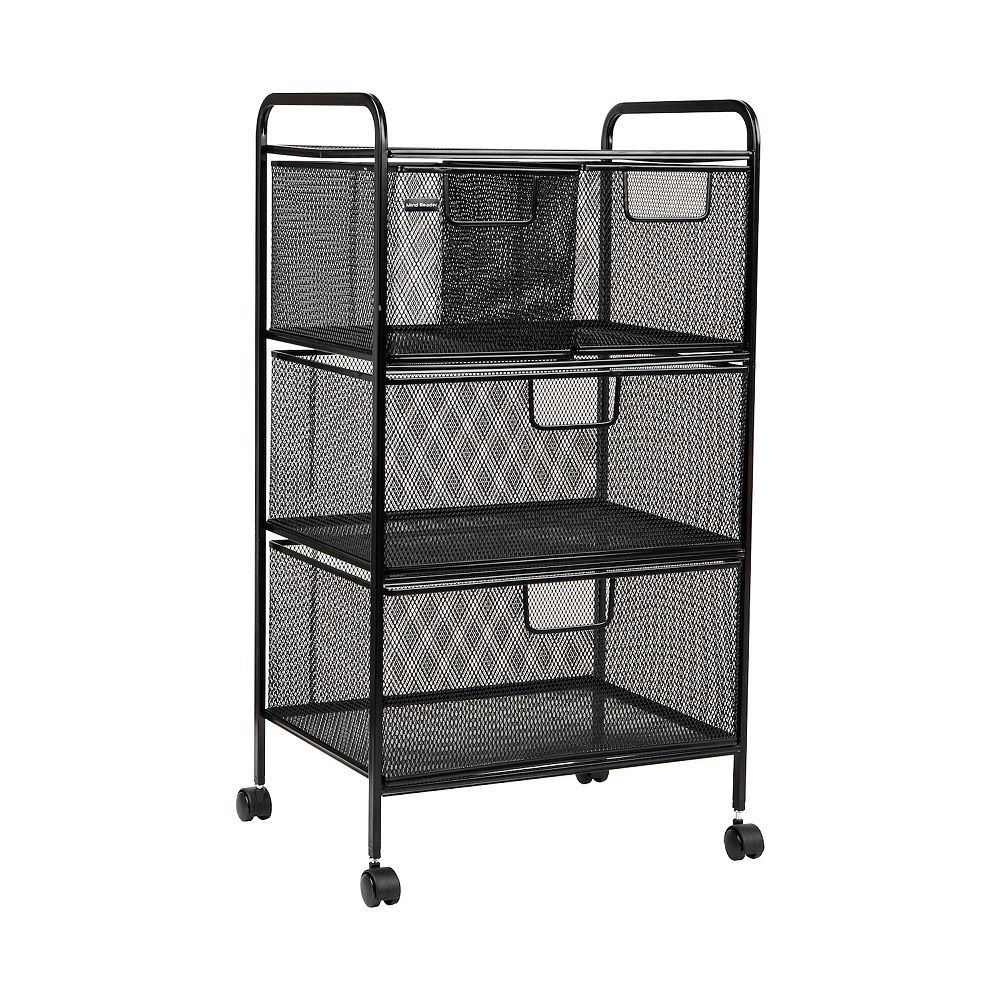 Mind Reader Metal Rolling File Cart With 3 Drawers