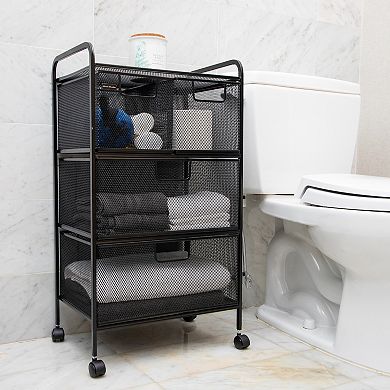 Mind Reader Metal Rolling File Cart With Drawers