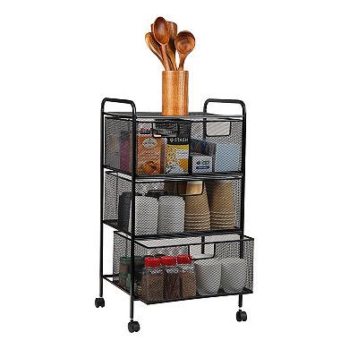 Mind Reader Metal Rolling File Cart With Drawers