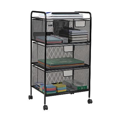 Mind Reader Metal Rolling File Cart With Drawers