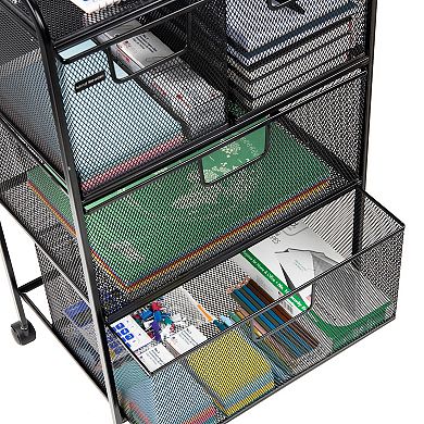 Mind Reader Metal Rolling File Cart With Drawers
