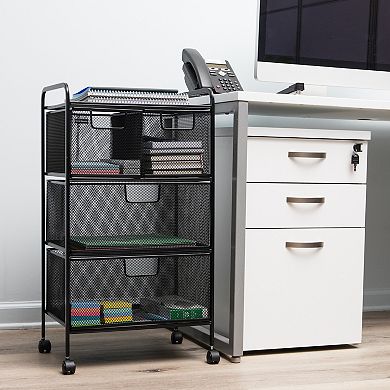 Mind Reader Metal Rolling File Cart With Drawers