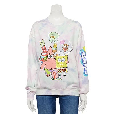 Juniors SpongeBob Squarepants Group Shot Tie Dye Sweatshirt