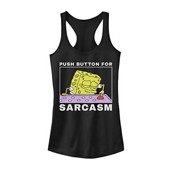 Juniors' SpongeBob SquarePants Push Button For Sarcasm Tank Top