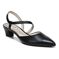 BLACK SLINGBACKS ▻ Women low heel shoes straps detail