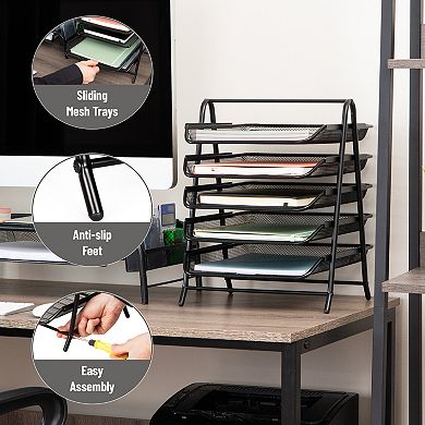 Mind Reader Desk Organizer With 5 Sliding Trays