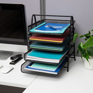 Mind Reader Desk Organizer With 5 Sliding Trays